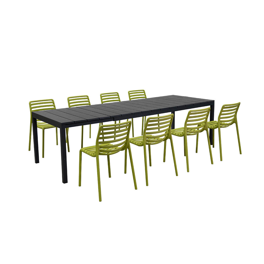 Nardi Rio 140 cm Aluminium Table Doga Armless Chair Outdoor Dining Setting