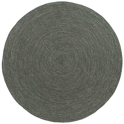 Dark-grey round rug set against a plain white background, designed for outdoor furniture use.