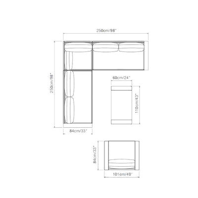 Skyline 5 Seater Outdoor Aluminium Modular Lounge with Coffee Table