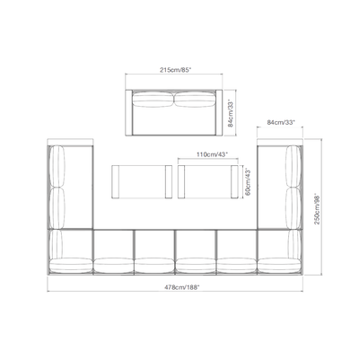 Skyline 5 Seater Outdoor Aluminium Modular Lounge with Coffee Table