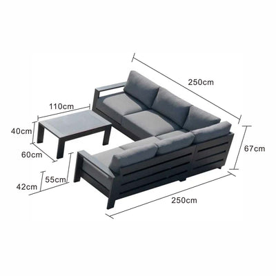 Skyline 5 Seater Outdoor Aluminium Modular Lounge with Coffee Table