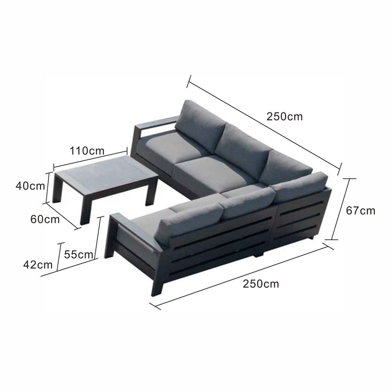 Skyline 5 Seater Outdoor Aluminium Modular Lounge with Coffee Table