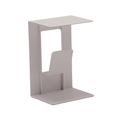 One of our beige aluminium 'Sofia' outdoor side tables, displayed on a plain white background, viewed from a front angle.