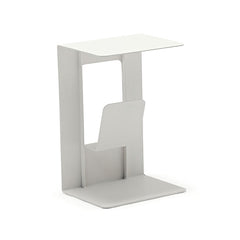 One of our white aluminium 'Sofia' outdoor side tables, displayed on a plain white background, viewed from a front angle.