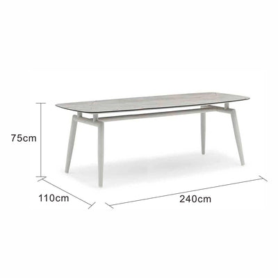 Sorrento Outdoor Aluminium Dining Table with High-pressure Laminate Top 240 cm