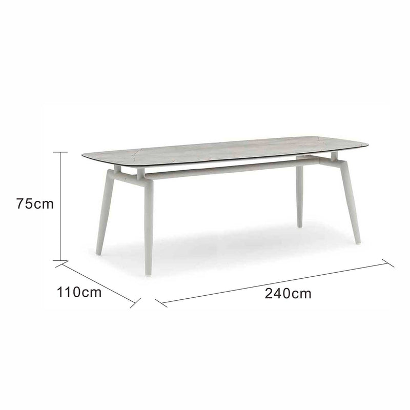 Sorrento Outdoor Aluminium Dining Table with High-pressure Laminate Top 240 cm