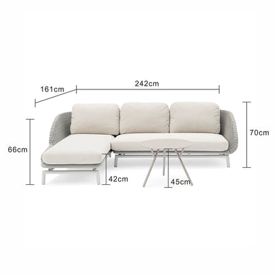 Sorrento 3 Seater Rope Outdoor Modular Lounge with Coffee Table