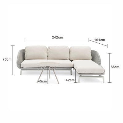 Sorrento 3 Seater Rope Outdoor Modular Lounge with Coffee Table