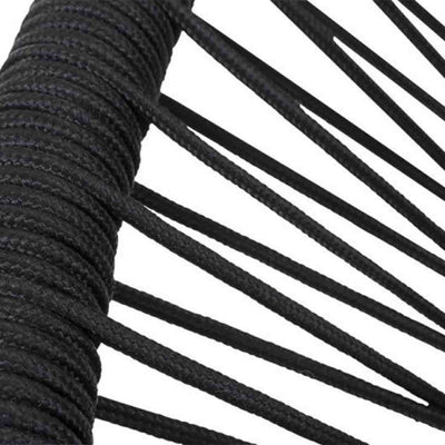 Close-up on the rope design of a black & grey outdoor rope lounge from the 'Spade' range, ideal for outdoor furniture setups, displayed on a plain white background.