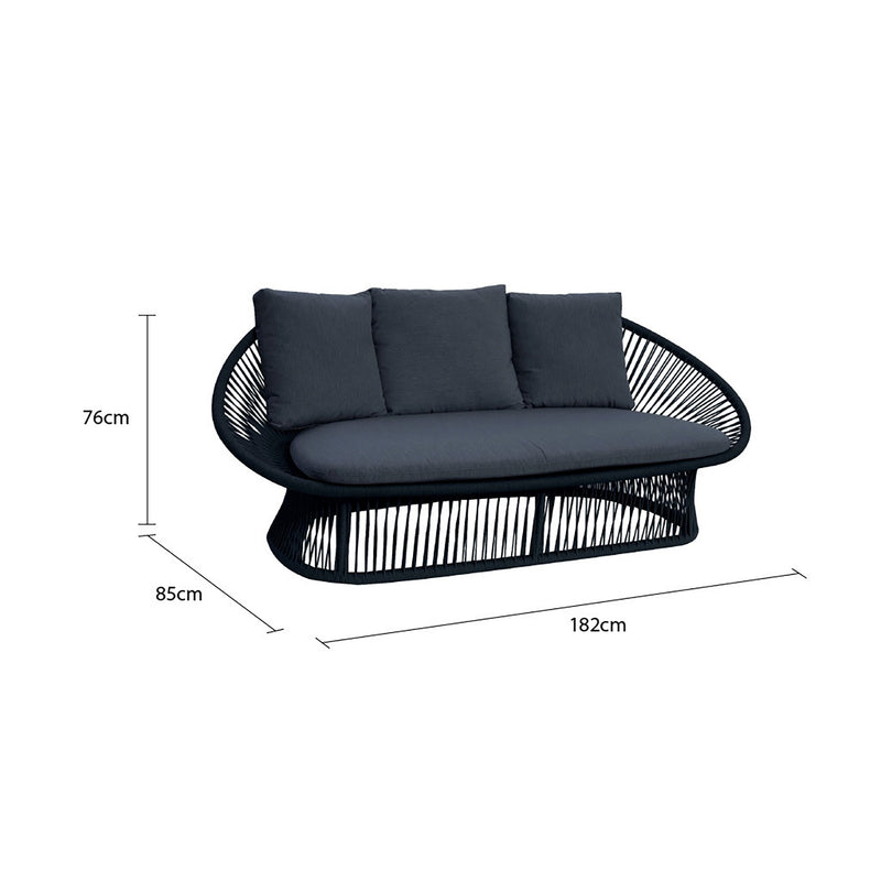 Black 2-seater outdoor rope lounge from the &