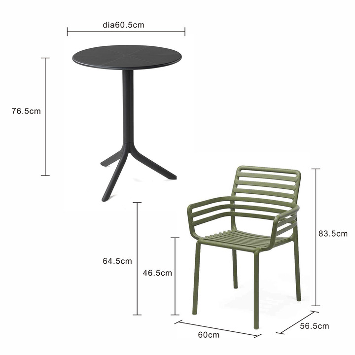 Nardi Spritz Table Doga Armchair Outdoor Balcony Setting