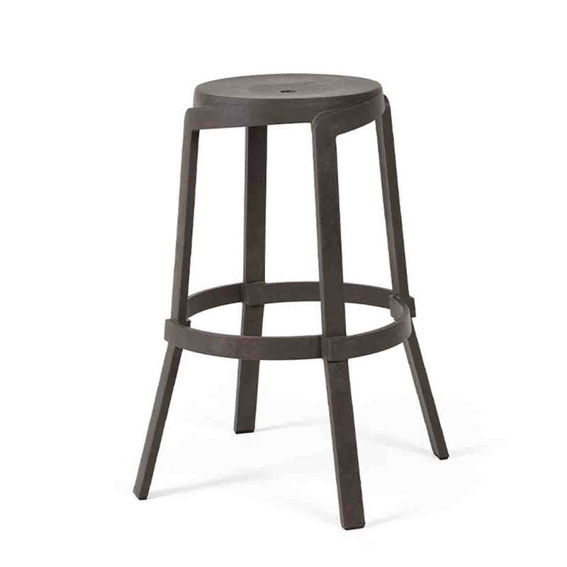 Stack Maxi Bar Stool by Nardi, a durable outdoor furniture piece, perfect as outdoor stools or outdoor balcony furniture. A terra dark brown colour resin stool on a white background.