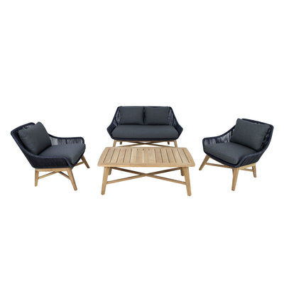 String Teak Outdoor 4 Seater Lounge with Coffee Table