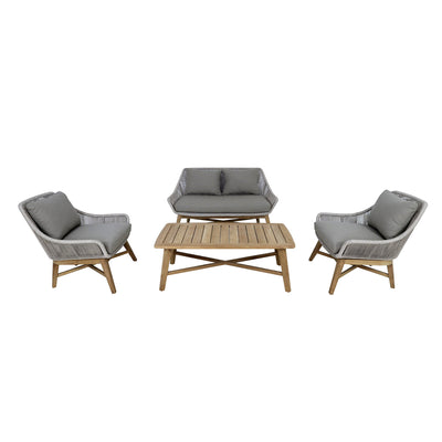 String Teak Outdoor 4 Seater Lounge with Coffee Table