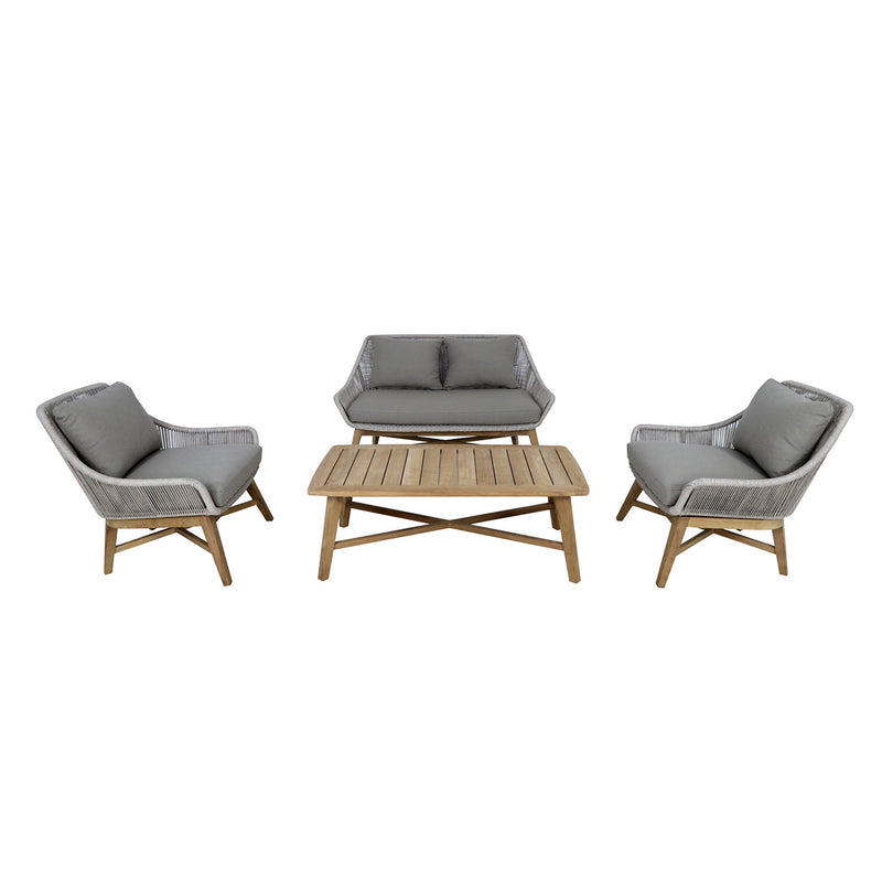 String Teak Outdoor 4 Seater Lounge with Coffee Table