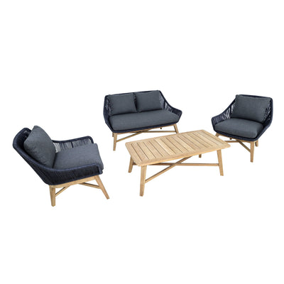 String Teak Outdoor 4 Seater Lounge with Coffee Table