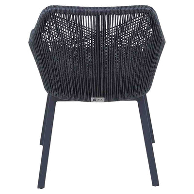 Black String wicker outdoor chair, perfect for alfresco furniture setups, displayed on a plain white background, viewed from the back.