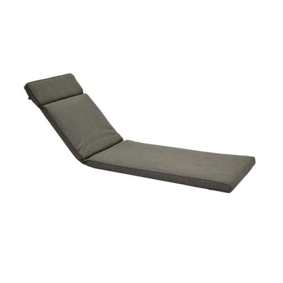 Dark-grey outdoor sun lounger cushion displayed on a plain white background, viewed from a side angle.