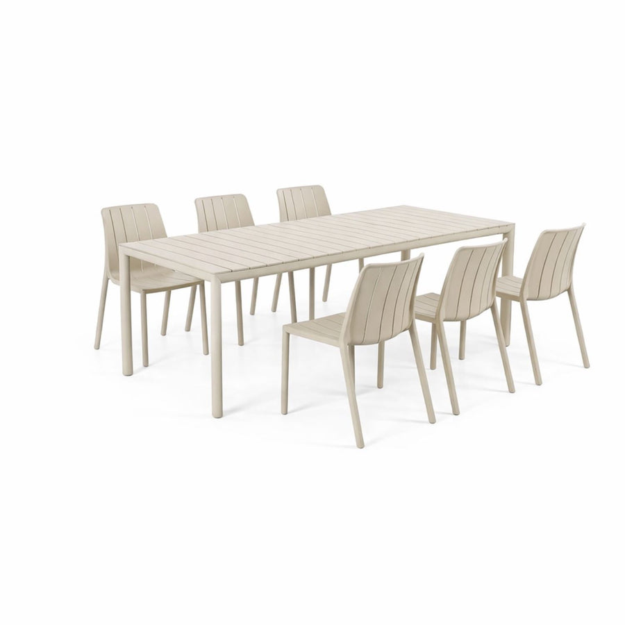 Nardi Tevere 147/211 Table Tiberina Armless Chair Outdoor Dining Setting
