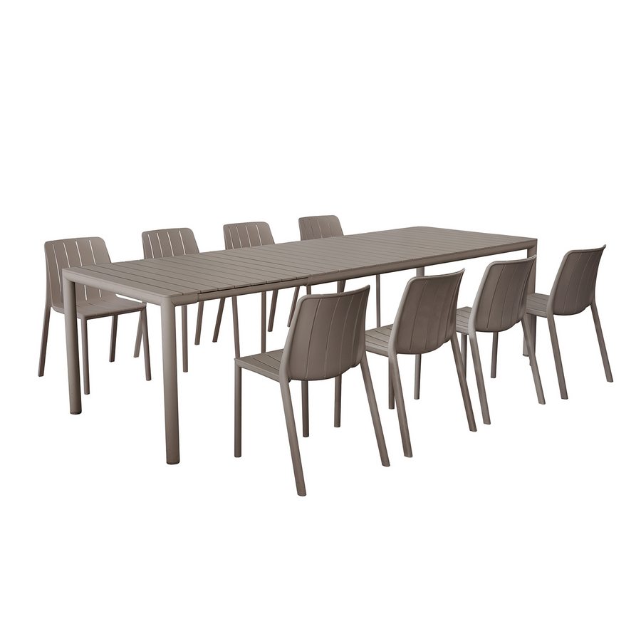 Nardi Tevere 211/275 Table Tiberina Armless Chair Outdoor Dining Setting