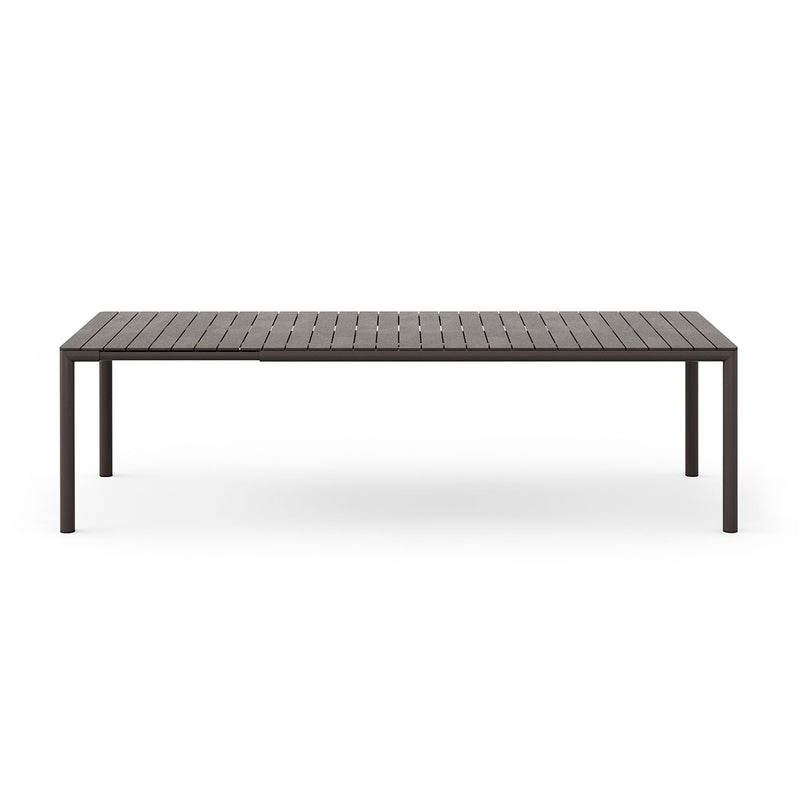 Brown Nardi Tevere outdoor extension dining table, ideal for alfresco furniture displayed on a plain white background, viewed from the front.