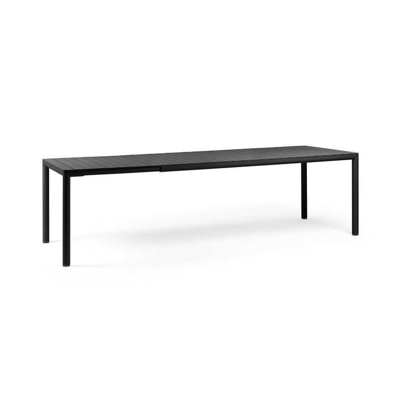 Black Nardi Tevere outdoor extension dining table, ideal for alfresco furniture displayed on a plain white background, viewed from a front angle.