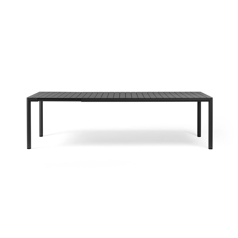 Black Nardi Tevere outdoor extension dining table, ideal for alfresco furniture displayed on a plain white background, viewed from the front.