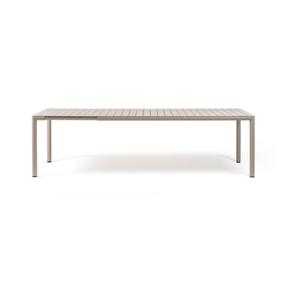 Light-brown Nardi Tevere outdoor extension dining table, ideal for alfresco furniture displayed on a plain white background, viewed from the front.