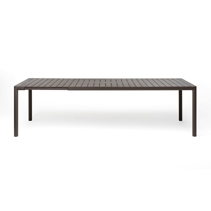 Brown Nardi Tevere outdoor extension dining table, ideal for alfresco furniture displayed on a plain white background, viewed from the front.