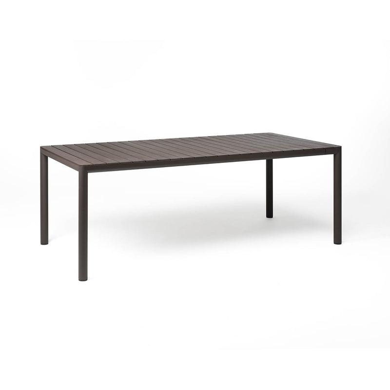 Brown Nardi Tevere outdoor extension dining table, ideal for alfresco furniture displayed on a plain white background, viewed from a front angle.