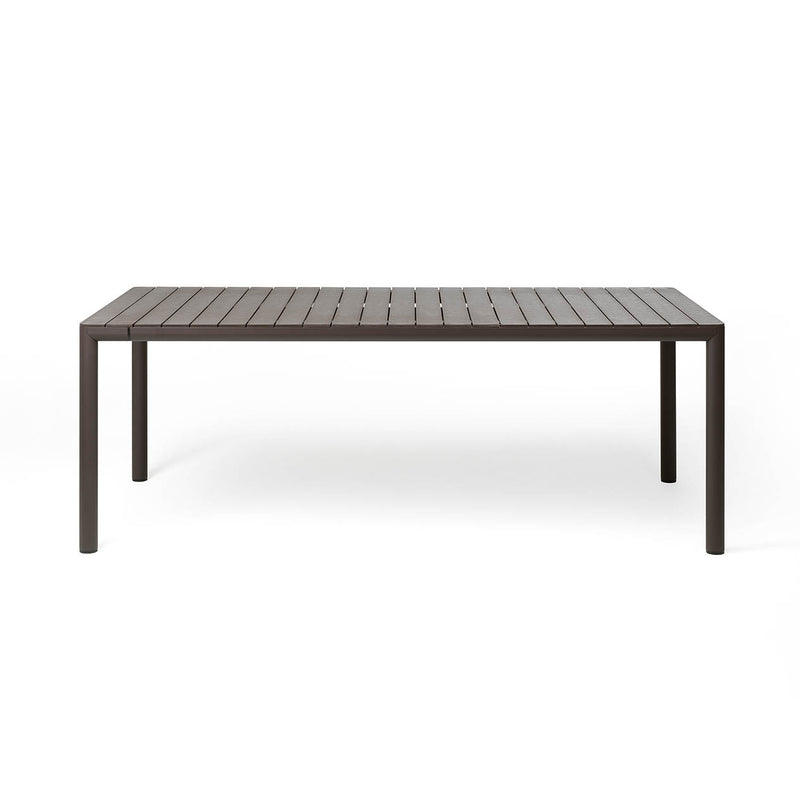 Brown Nardi Tevere outdoor extension dining table, ideal for alfresco furniture displayed on a plain white background, viewed from the front.