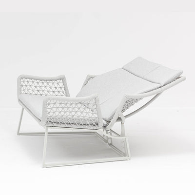 Beige adjustable rope 'Torino' outdoor recliner chair, perfect for cozying up your outdoor living area, displayed on a plain white background, viewed from the side.