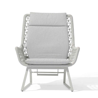 Beige adjustable rope 'Torino' outdoor recliner chair, perfect for cozying up your outdoor living area, displayed on a plain white background, viewed from the front.