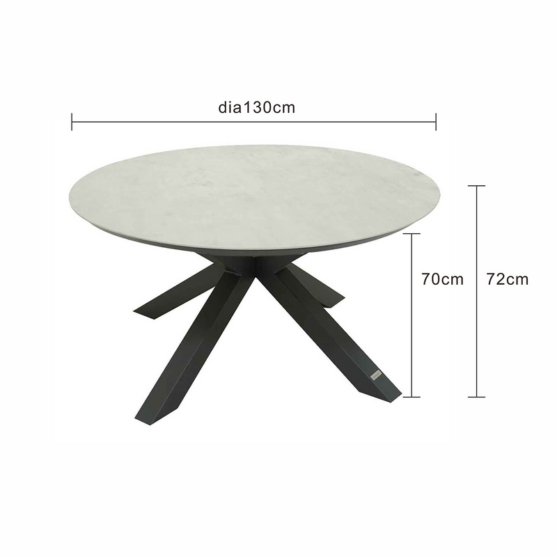 Trivento II Ceramic Outdoor Round Dining Table 130 cm