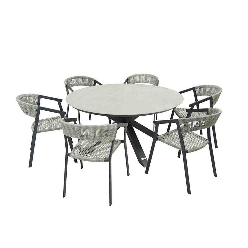 Trivento Table Auto Wicker Chair Outdoor Dining Setting 7PC