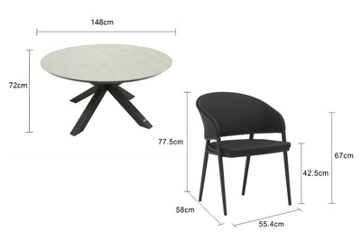 Trivento Table Medea Chair Outdoor Dining Setting 7PC