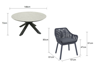 Trivento Table String Chair Outdoor Dining Setting 7PC