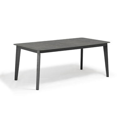 220 cm dark grey aluminium & ceramic 'Truro' outdoor dining table, great for alfresco furniture setups, displayed on a plain white background, viewed from a front angle.