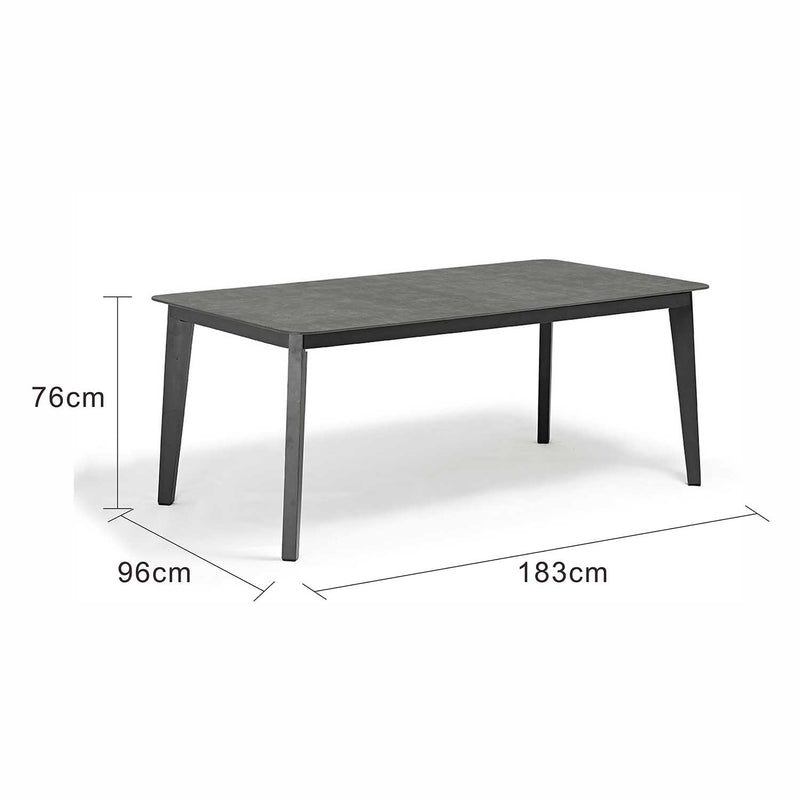 Truro Outdoor Aluminum Dining Table with Ceramic Glass Top 183 cm