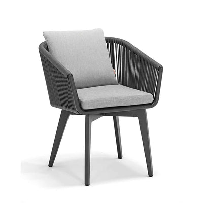 Charcoal Truro dining chair, a piece of outdoor furniture enhancing outdoor dining experience.