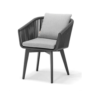 Charcoal Truro dining chair, a piece of outdoor furniture enhancing outdoor dining experience.