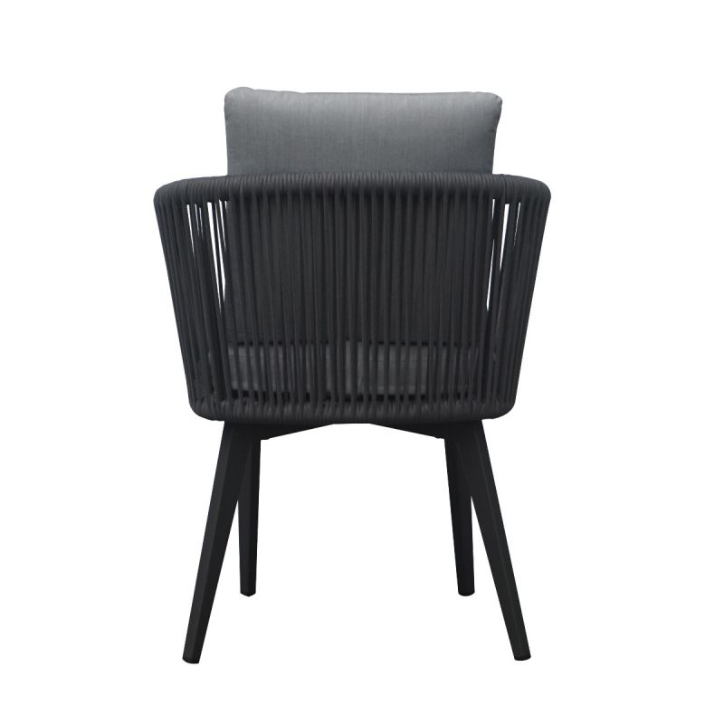 Charcoal Truro dining chair, a piece of outdoor furniture enhancing outdoor dining experience.