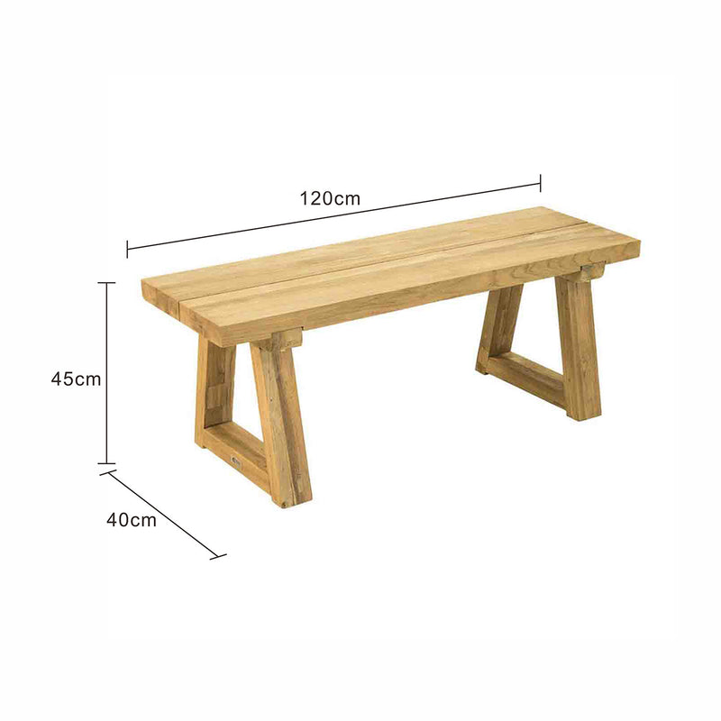 Valley Outdoor Recycled Teak Bench 120 cm
