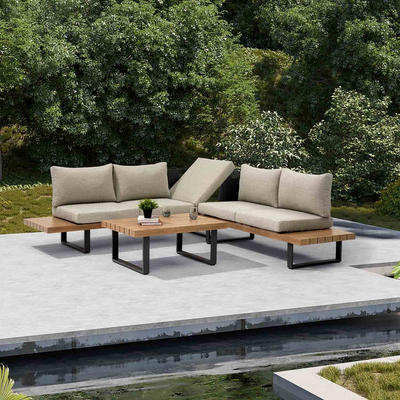 Vancouver 5 Seater Aluminium Outdoor Modular Lounge With Coffee Table 100 cm