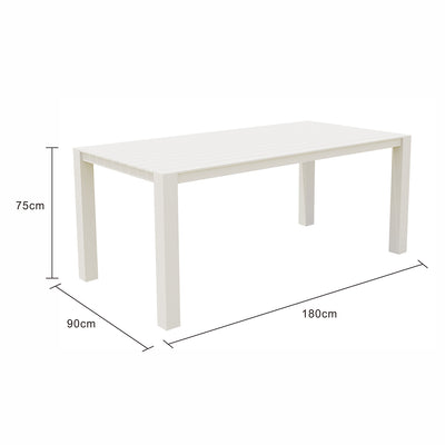 Vernon Outdoor Aluminium Dining Table 180 cm