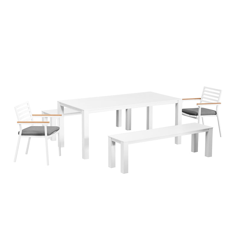 Vernon 180 cm Table Vernon 160 cm Bench and Lotus Chair Outdoor Dining Setting
