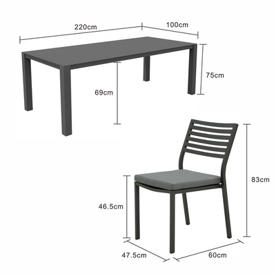 Vernon 220 cm Table Coda Chair Outdoor Dining Setting