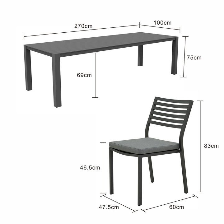 Vernon 270 cm Table Coda Chair Outdoor Dining Setting