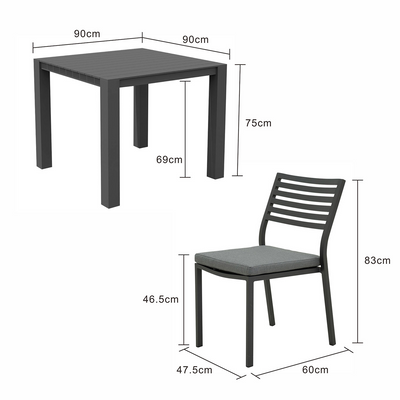 Vernon 90 cm Table Coda Chair Outdoor Dining Setting
