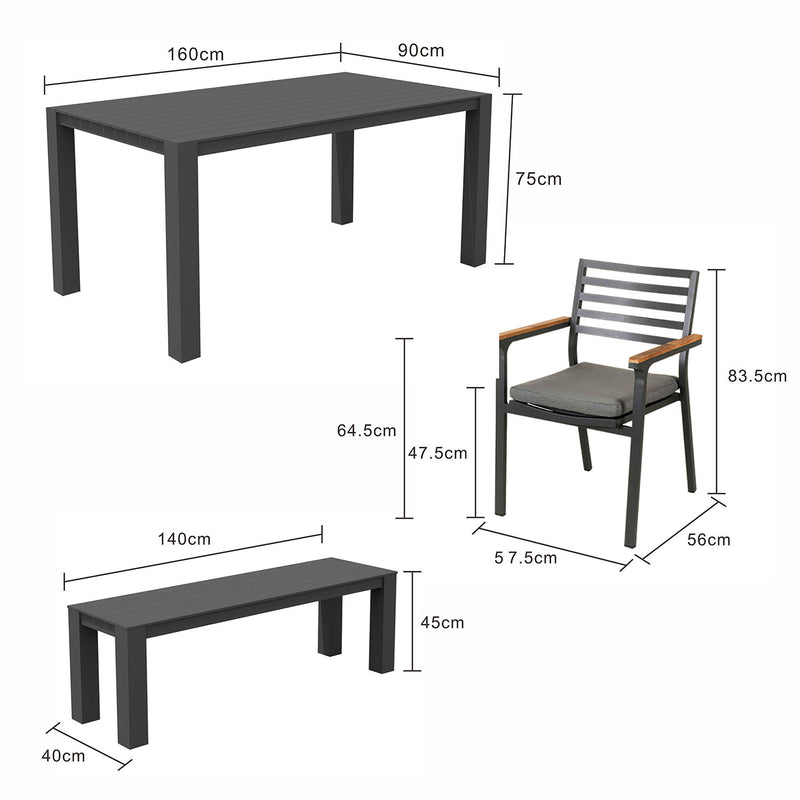 Vernon 160 cm Table Lotus Chair Outdoor Dining Setting